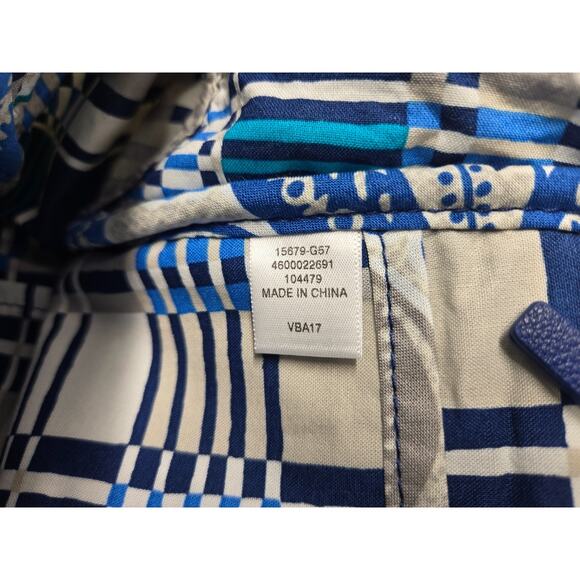 Vera Bradley Quilted Handbag Purse Blue Green Floral Print Shoulder Tote - Picture 7 of 10